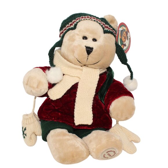 Starbucks Other - Vintage Starbucks Bearista Bear 2005 Cream Stuffed Animal Mittens Winter Toy NWT